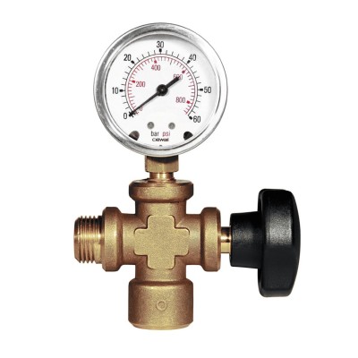 Przyłącze + manometr + zawór odcinający REMS 115110